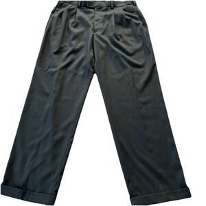 Alan Flusser Pants Mens 38x32‎ Dress Slacks Suit Formal Cuffed Pleated Dark Gray